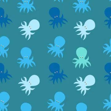 Little cute octopus seamless pattern background.  Illustration Stock Illustration
