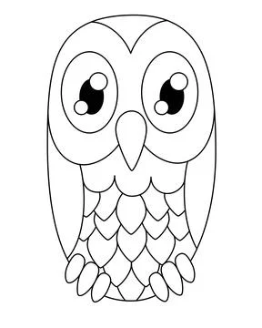 Little cute owl - vector linear picture with a bird for coloring. Outline. Stock Illustration