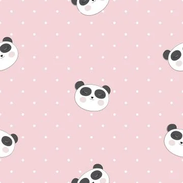 Little cute panda seamless pattern for card and shirt design.  Illustration Illustrazione stock
