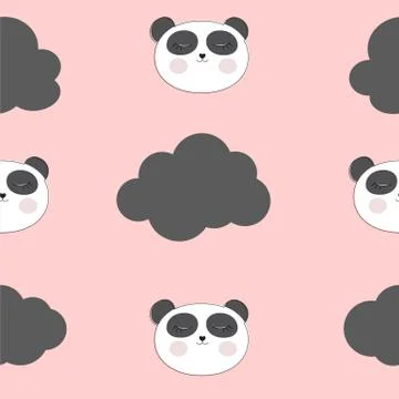 Little cute panda seamless pattern for card and shirt design. Vector Illustra Stockillustratie