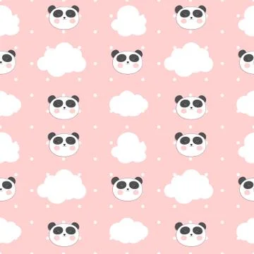 Little cute panda seamless pattern for card and shirt design. Vector Illustra Illustrazione stock
