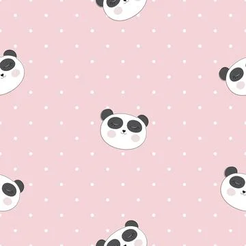 Little cute panda seamless pattern for card and shirt design. Vector Illustrazione stock