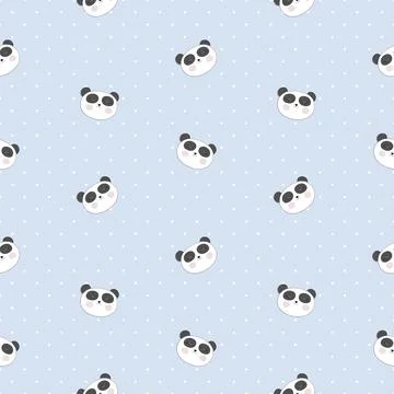 Little cute panda seamless pattern for card and shirt design. Vector Illustrazione stock