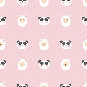 Little cute panda seamless pattern for card and shirt design. Vector Illustrazione stock