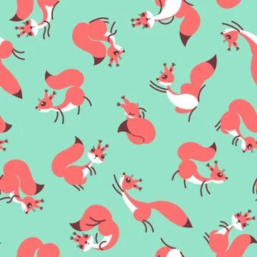 Little cute squirrels. Seamless pattern for gift wrapping, wallpaper, childrens Stock Illustration