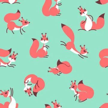 Little cute squirrels. Seamless pattern for gift wrapping, wallpaper, child.. Stock Illustration