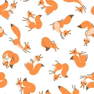 Little cute squirrels. Seamless pattern for gift wrapping, wallpaper, child.. Illustrazione stock