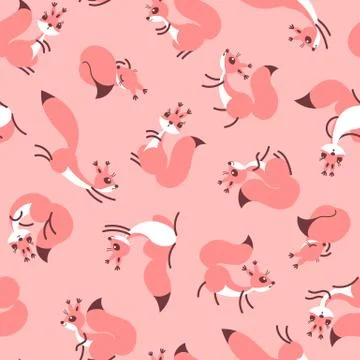 Little cute squirrels. Seamless pattern for gift wrapping, wallpaper, childrens Stock Illustration