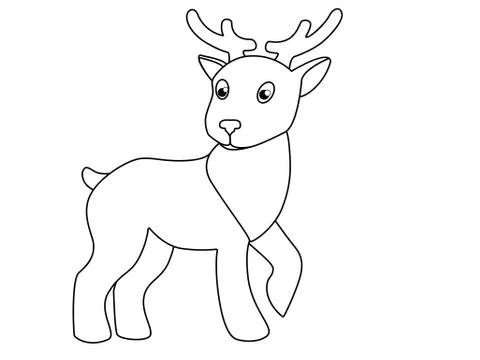 Little cute toy deer. Picture with a deer for coloring. Stock Illustration