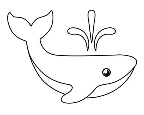 Little cute whale - vector linear picture for coloring. Outline. Whale - marine Stock Illustration