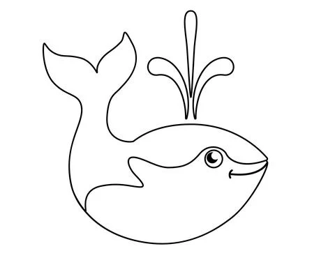 Little cute whale -vector linear picture for coloring. Outline. Marine mammal Illustrazione stock