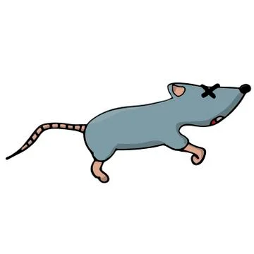 Little dead mouse. rodent control. isolated cartoon vector illustration Stock Illustration