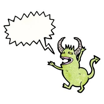 Little devil with speech bubble 스톡 일러스트