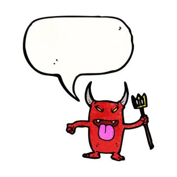 Little devil with speech bubble 스톡 일러스트