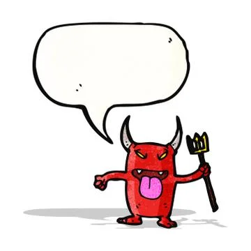 Little devil with speech bubble Stock Illustration