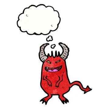 Little devil with thought bubble Stockillustratie