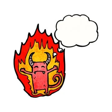 Little devil with thought bubble 스톡 일러스트