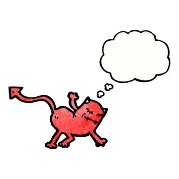 Little devil with thought bubble 스톡 일러스트