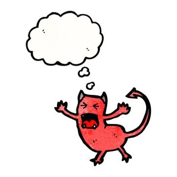 Little devil with thought bubble Stockillustratie