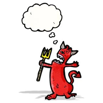 Little devil with thought bubble 스톡 일러스트