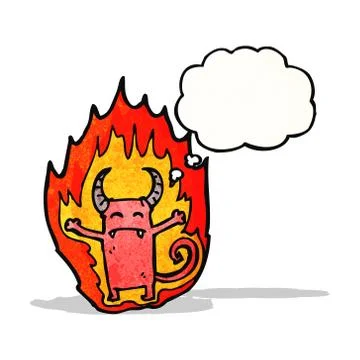 Little devil with thought bubble Stock Illustration