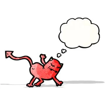 Little devil with thought bubble Stock Illustration