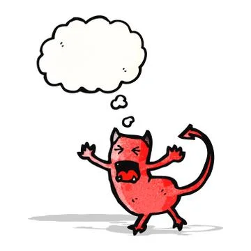 Little devil with thought bubble Stock Illustration