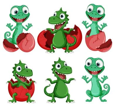 Little Dinosaur Monster Hatching from Egg Stock Illustration