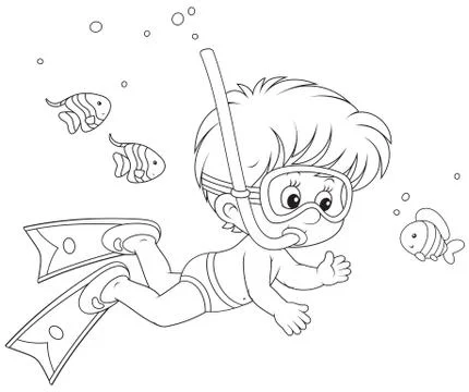 Little diver Stock Illustration
