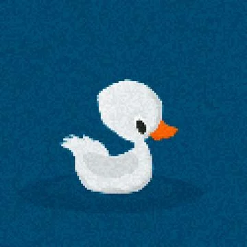 Little duck vector pixel art illustration Stock Illustration