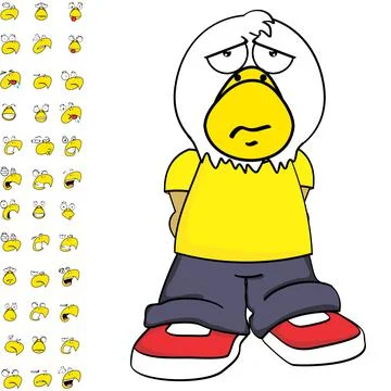 Little eagle young kid character cartoon expressions set Illustrazione stock