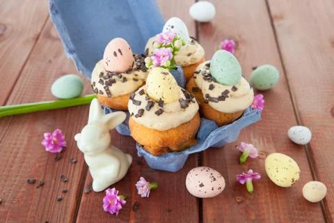 Little easter cupcakes Stock Photos