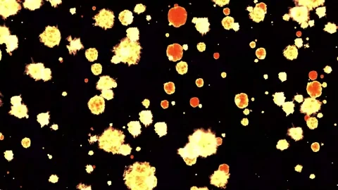 Little explosions falling from the top down on a black background. An explosive Stock Footage 236777444