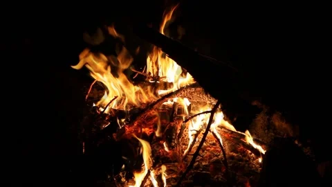 Little fire at night Stock Footage 86157329