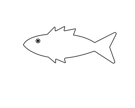 Little fish - a linear vector template for coloring or cutting. Stock Illustration