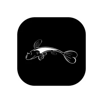 Little fish. Vector illustration in the form of a round black and white icon  Stock Illustration