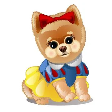 Little fluffy dog in clothes. Vector illustration. Stock Illustration