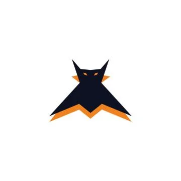 Little flying bat icon flat and simple vector design white isolated Stock Illustration