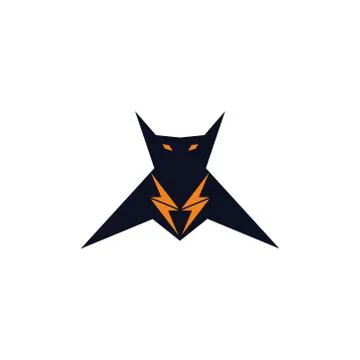 Little flying bat icon with lightning symbol flat and simple vector design white Stock Illustration