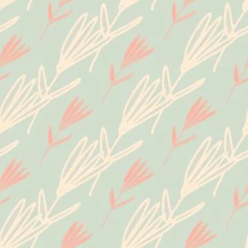 Little forest flowers seamless pattern in sketch style. Cute floral wallpaper イラスト素材