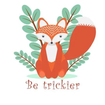 Little fox illustration vector for print. and pattern Stock Illustration