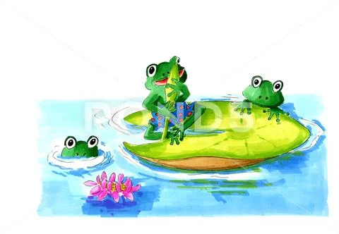Little frogs playing Stock Illustration