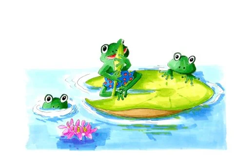 Little frogs playing Stock Illustration