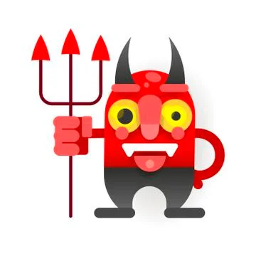 Little Funny Devil In Cartoon Style For Your Design. Vector Stock Illustration