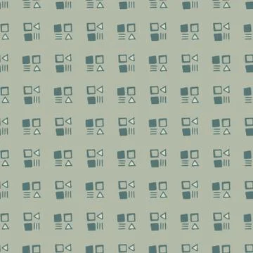 Little geometry seamless pattern. Figures in blue color on soft gey backgroun Stock Illustration