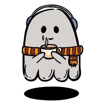 The little ghost is drinking tea Stock Illustration