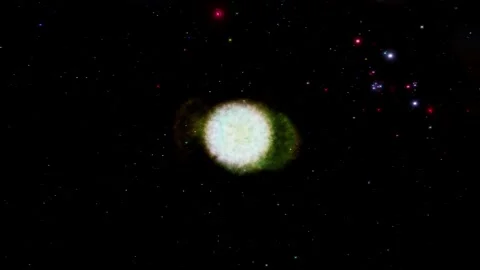 Little Ghost Nebula (NGC 6369) - Faint Planetary Ring Orbit 4K 60fps Stock Footage 340198901