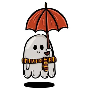 A little ghost under an umbrella. Stock Illustration