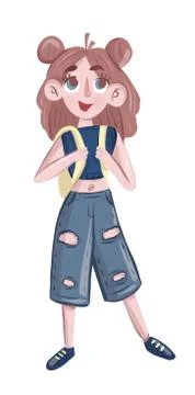 Little girl is an art student . Stock Illustration