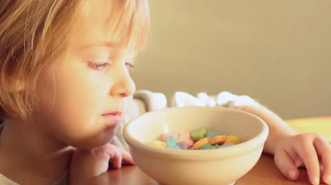 Little Girl Eats Valentine's Candy Stock Footage 34282465